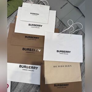 Burberry White and Tan Shopping Bags Collection